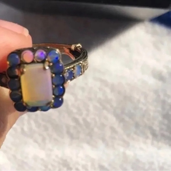 Family,heirloom, antique, art deco, European 14 karat gold fire opal & opal ring - Picture 3 of 6